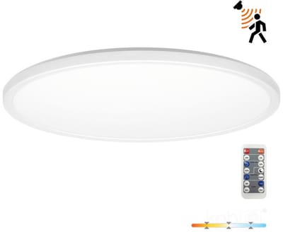 LED Plafondlamp NIVERA CIRCLE 32W Wit - IP54 - 3CCT 3000K/4000K/6000K - Bewegings- & Daglichtsensor - met Afstandsbediening | Geen fitting | Warm Wit-Koel Wit-Daglicht | 32 watt | 30.000 Branduren