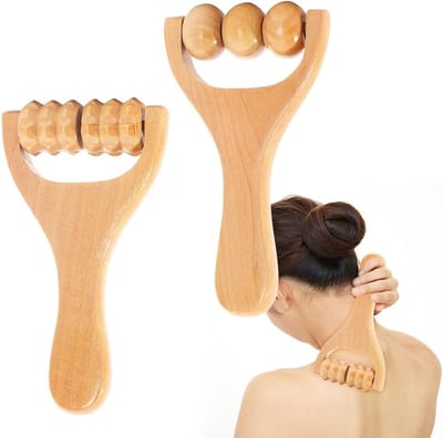 longziming -Houten Massage Roller Set – Ergonomisch Gebogen Ontwerp– Natuurlijk Materiaal– Spierontspanning voor Sport & Dagelijks Gebruik– 2stuks