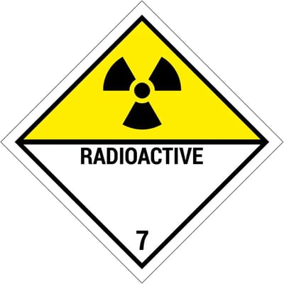 ADR klasse 7 radioactieve stoffen bord | gecoat dibond materiaal | 10 x 10 cm