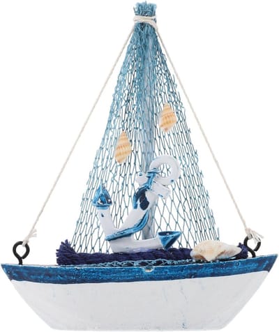 Houten Zeilboot Ornament Decoratie - Mediterraanse Stijl Tafelmodel voor Woonkamer of Kantoor
