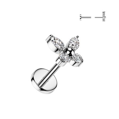 Piercing titanium vlinder push in 0.8x6 - zilver - LMPiercings