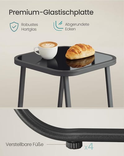 Schommelstoel Balkonset ABTkantoor – 2-Persoons Tuinmeubelset Geelbruin met Tafel – Comfortabel Synthetisch Weefsel en Stabiel Stalen Frame voor Balkon, Terras of Tuin