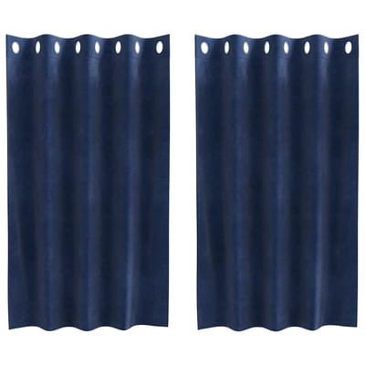 vidaXL - Blackout - Gordijnen - met - Oogjes - 2 - stuks - Donkerblauwe - Velours