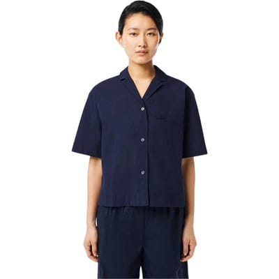 Lacoste Dames-shirt met borduursel en relaxte pasvorm (Marineblauw)