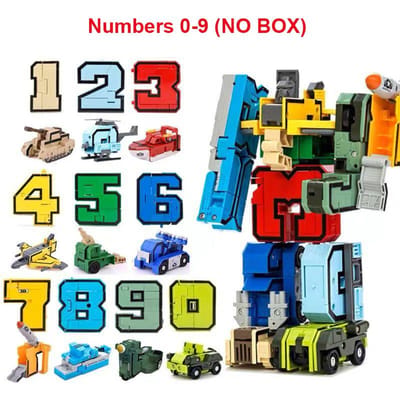 Assembleer Robots Transformatie Actiefiguur Auto Cijfers Letters Alfabet Wiskunde Leren Gericht Kinderspeelgoed blue