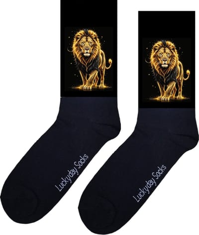Leeuw - Opkikkertje - Grappige sokken - Valentijn cadeau - Verjaardag cadeau - Kerst cadeau - Grappige sokken - Leuke sokken - Vrolijke sokken - Kerst sokken - Dier - Katachtige - Beterschap - Vaderdag - Moederdag - Socks maken Happy - 37-44