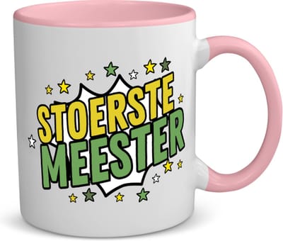 Akyol - stoerste meester koffiemok - theemok - roze - Meester - beste meester - school - verjaardagscadeau - afscheidscadeau - kado - 350 ML inhoud