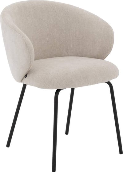 Goossens Eetkamerstoel Noomi - Met Armleuning - Stof - Beige