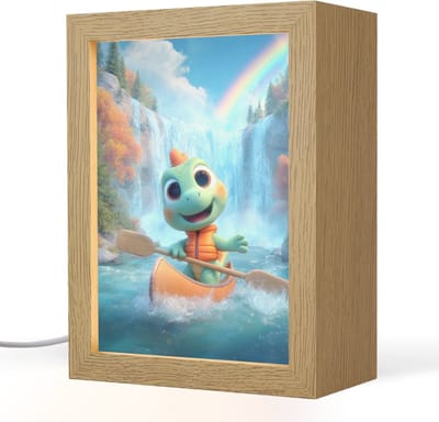 Nachtlampje 15x20 cm - Kinder lampje - Dino - Natuur - Waterval - Tafellamp kinderkamer - Slaapkamer lamp - Bedlamp kinderen - Kinderlampje stopcontact - Wandlamp babykamer - Nachtlampjes