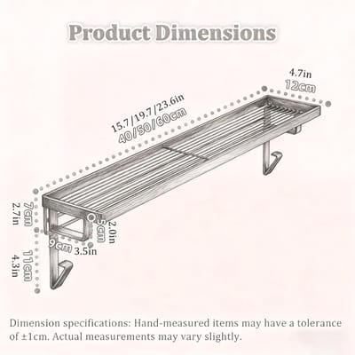 Radiatorplank Opbergrek - Extra Opbergruimte - Ruimte Maximaliseren - Gereedschapsloze Montage - 40cm - Wit