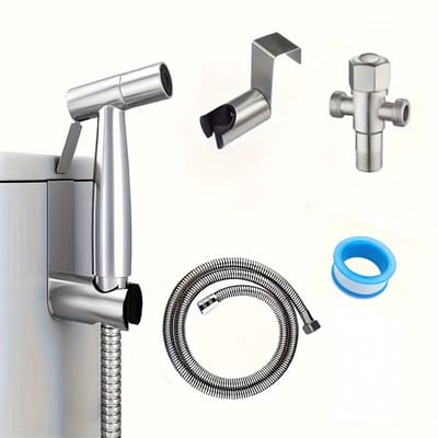 Toilet bidetsproeier, complete toiletset, toiletsproeier, douchekop voor wastafel, 150 cm explosieveilige slang met slanghouder voor het reinigen van de badkamer.