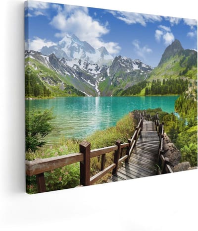 Artaza Canvas Schilderij Landschap - 50x40 cm - Wanddecoratie Bergmeer - Muurdecoratie Natuur - Kamer Accessoires Woonkamer