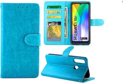 LuxeBass Hoesje geschikt voor Huawei Y6P - Bookcase Turquoise - portemonnee hoesje gsm hoesje - telefoonhoes - telefoonhoesjes