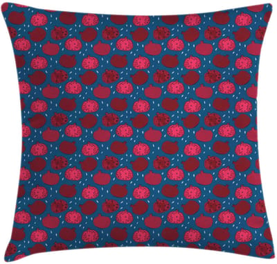 ABAKUHAUS Kussenhoes Fruit – 50x50 cm – Dubbelzijdig bedrukt – Nachtblauw-Framboos