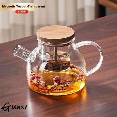 Bouilloire à Thé en Verre Transparent 1000ML Théière Maison et Cuisine Théières Portables Service à Thé Vaisselle pour Café et Thé gray