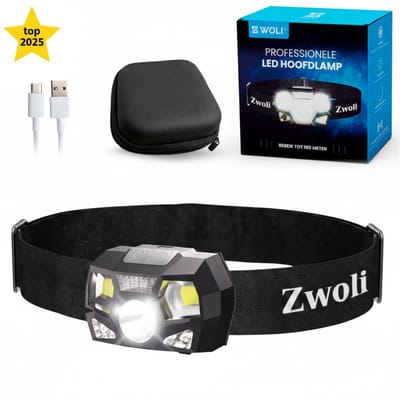 Zwoli® Hoofdlamp Led Oplaadbaar - Hoofdlamp Oplaadbaar - 7 Standen - Roodlicht - Hardloop Verlichting - Waterdicht