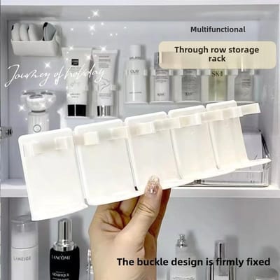 Wandgemonteerde badkameropbergrek organizer met kleefplank voor toiletartikelen, cosmetica, doucheaccessoires gray