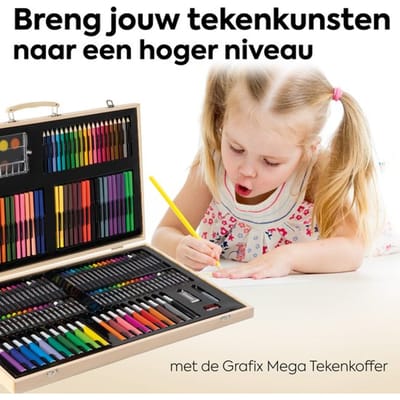 Tekendoos voor Kinderen 180pcs - Kleurkoffer - Kleuren & Tekenen - Geschikt voor Kinderen en Volwassenen - Inclusief Stiften, Kleurpotloden, Verf, en meer