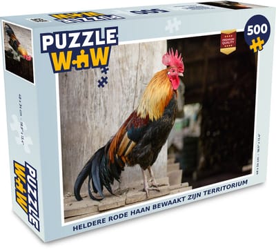 Puzzel Heldere rode haan bewaakt zijn territorium - Legpuzzel - Puzzel 500 stukjes