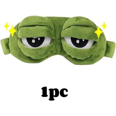 3D Kikkerslaapmasker Natuurlijk Slaapoogmasker Vrouwen Mannen Creatief Cartoon Zacht Draagbaar Blinddoek Reizen Kantoor Ooglapje beige