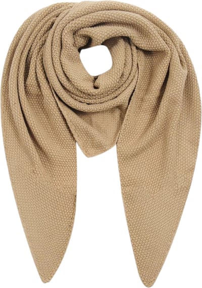 Gebreide Driehoekige Sjaal - Omslagdoek - Camel - 270 x 85 cm (01176#)