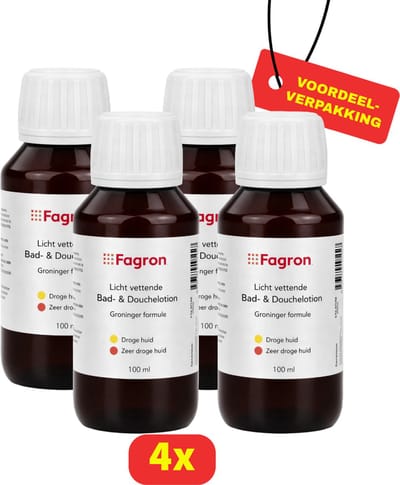 Fagron - Licht vettende Bad & Douchelotion - Groninger formule - 4x 100ml - Voordeelverpakking!
