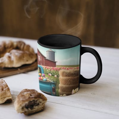 Magische Mok - Foto op Warmte Mokken - Koffiemok - Konijn - Boerderij - Eieren - Magic Mok - Beker - 350 ML - Theemok