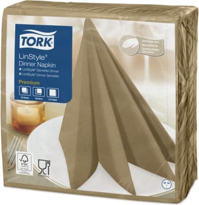 Tork 478874 premium linstyle dinnerservet biscuit 39x39 cm 600 stuks (478874)