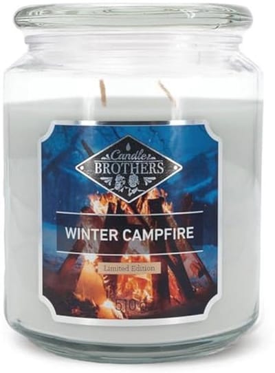Grote geurkaars Winter Campfire in glas met lange brandduur van 100 uur en meerdere lonten