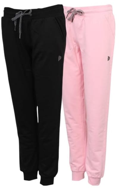 2-Pack Donnay - Stretch Joggingbroek met Elastiek (Jana) - Sportbroek - Dames - Black/Pink (1071) - maat S