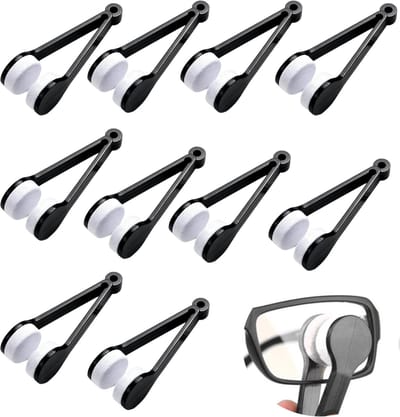 brillen borstels - 10 stuks - Bril glazen reiniger - Brillendoekjes - Brillen vezelborstel - Handheld reinigingsborstel - Voor zonnebrillen, zonnebrillen, leesbrillen, bijziendheidsbrillen - Brillen schoonmaken- 7*2,5 cm - Zwart