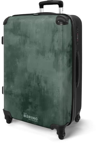 NoBoringSuitcases.com® - Koffer groot - Rolkoffer lichtgewicht - Groene betonlook - Reiskoffer met 4 wielen - Grote trolley XL - 20 kg bagage - Valiezen middelgroot - Hardcase bagagekoffer - Suitcase large