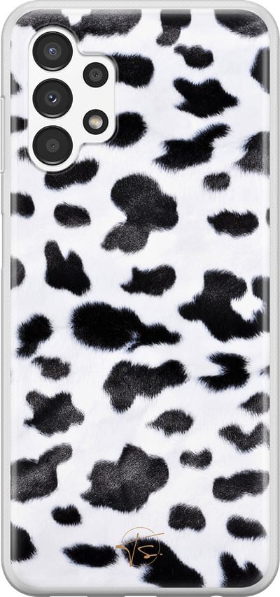Hoesje geschikt voor Samsung Galaxy A13 4G - Koeienprint - Soft Case - TPU - Print - Zwart, Wit - Mooie Telefoonhoesjes