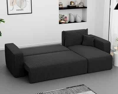 Slaapbank Hoekbank met Slaapfunctie en - 200x125 cm - Grijs - Novihome