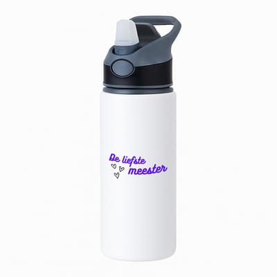 Hacebo® - de liefste meester waterfles met rietje zwart - Meester - de liefste meester - meester - verjaardagscadeau - verjaardag - cadeau - afscheidscadeau - geschenk - leuke cadeau - kado - gift - meesterdag - water fles - 650ML