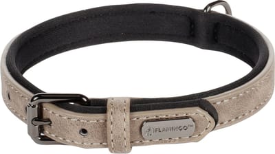 Flamingo Delu Met Neopreen - Halsband Honden - Halsband Delu Taupe S 29-35cm 15mm - 1st - 123478 - 1st