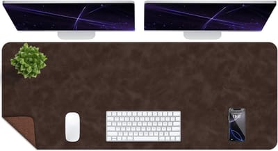 Grote niet-slip bureauonderlegger met verouderd effect - Leren bureau mat voor computer, muismat en schrijfgerei (Koffie, 120 x 60 CM)
