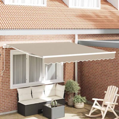 vidaXL - Uitschuifbare - luifel - Beige - 350 - x - 250 - cm - Polyester - en - Aluminium