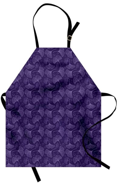 ABAKUHAUS Ginkgo-kookschort, psychedelische Ginkgo Biloba-loofplant, bloemige schoonheid, groeimotief, kleurvast, in hoogte verstelbaar, wasbaar, duidelijke digitale druk, donkerpaars