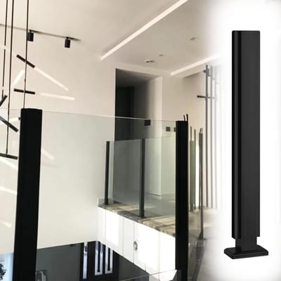 Glazen Leuningpaal - RVS Balustrade - Veilige Trappen - Eenvoudige Montage - 10-12 mm Glas - Zwart