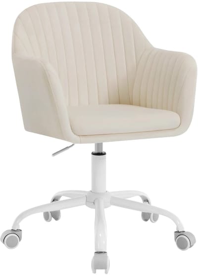 LUMÉ STORE Bureaustoel - Kantoorstoel - Draaifauteuil - Make-up Stoel - Kaptafelstoel - Fluweel - Hoogte Verstelbaar - Beige
