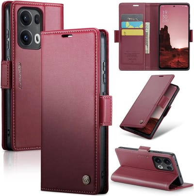 Hoesje geschikt voor Oppo Reno13 Pro - CASEME Litchi Texture Book Wallet Case - Rood