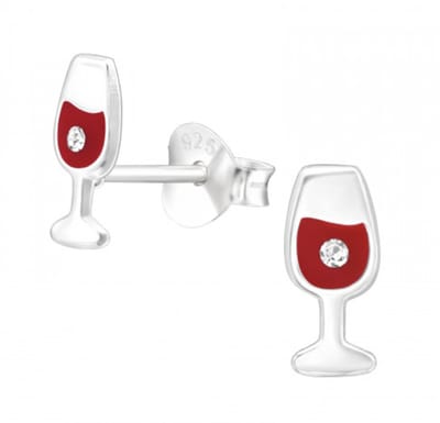 WeLoveSilver oorstekers - 925 zilver - wijnglas design - kristal