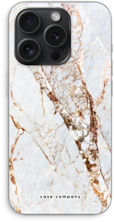 Case Company® - Hoesje geschikt voor iPhone 15 Pro hoesje - Goud marmer - Soft Cover Telefoonhoesje - Bescherming aan alle Kanten en Schermrand