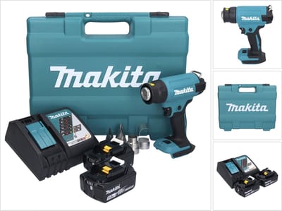 Makita DHG 181 RTK snoerloos heteluchtpistool 18 V 150 - 550°C + 2x accu 5.0 Ah + lader + koffer