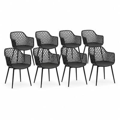 DS4U® - Niall tuinstoel - Set van 8 - Zwart - Kunststof - Kuipstoel