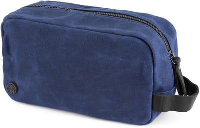 Marineblauwe Blue Bridge Waxed Canvas Toilettas