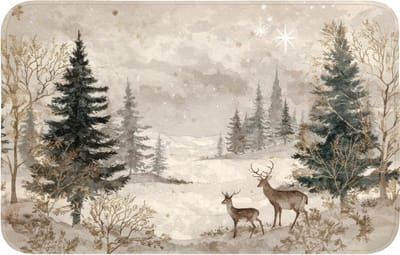 WC mat 80x50 cm - Antislip - Bos - Herten - Winter - Sneeuw - Toiletmat - Vloermat - Douchemat - Toilet tapijt - Toiletmatten