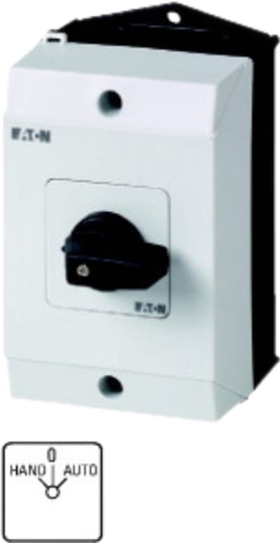 Eaton Omschakelaar, T0, 20 A, opbouw, 1 bouweenheid(en), contacten: 2, 45 °, vergrendelend, met 0-stand, HAND-0-AUTO, designnummer 15431, 207070