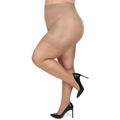Grote Maat Curvy Control Top Panty's Voor Vrouwen, Comfortabele Zijdezachte Dunne Panty's, Lichte Dames Kousen beige